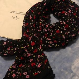 Kate Spade floral scarf with fringe